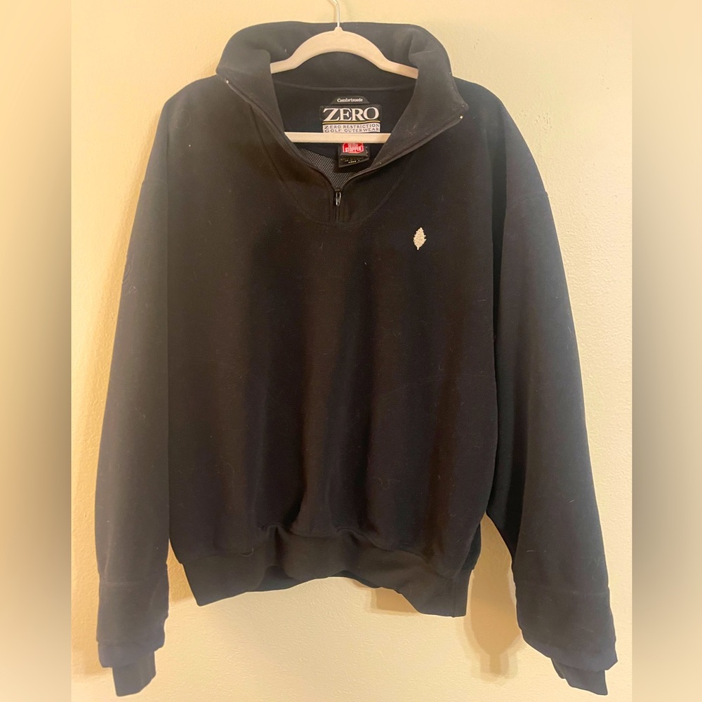 Zero Restriction Wind Stopper Golf 1/4 Zip Pullover: Men’s Large/black